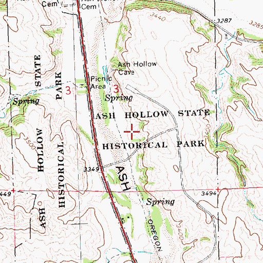 Topographic Map of Ash Hollow State Historical Park, NE