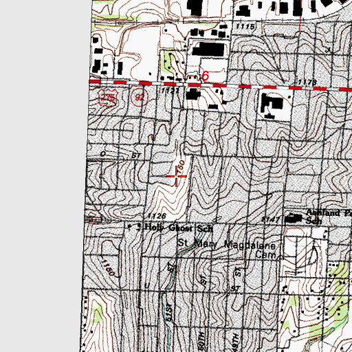 Topographic Map of Ashland Park / Robbins Elementary School, NE