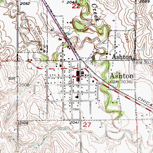 Topographic Map of Ashton, NE