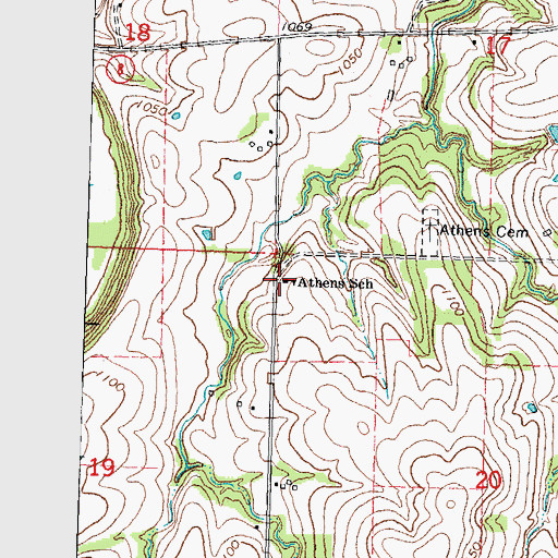 Topographic Map of Athens School, NE
