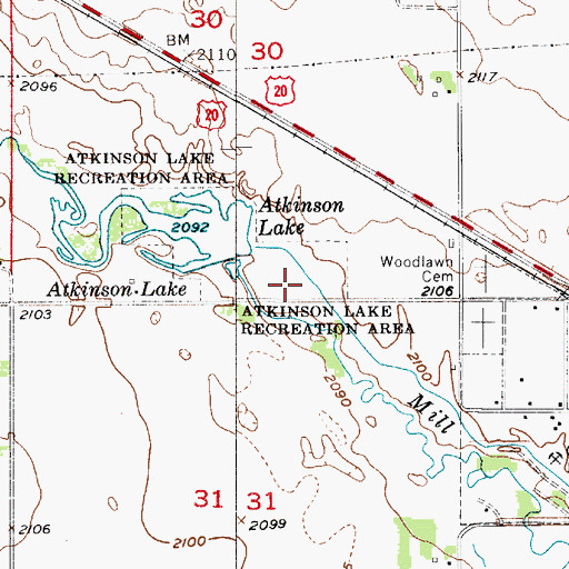 Topographic Map of Atkinson Lake Recreation Area, NE