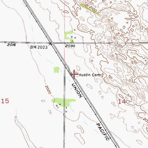 Topographic Map of Austin Cemetery, NE