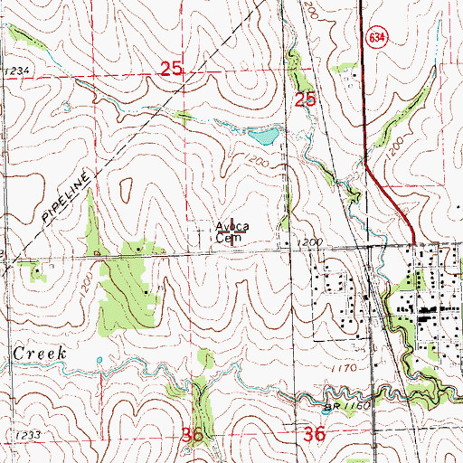 Topographic Map of Avoca Cemetery, NE