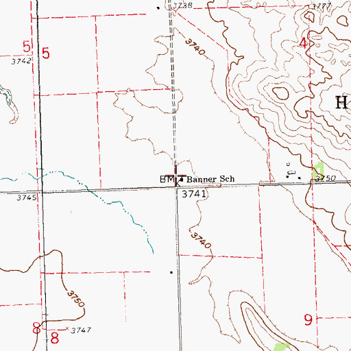 Topographic Map of Banner School, NE