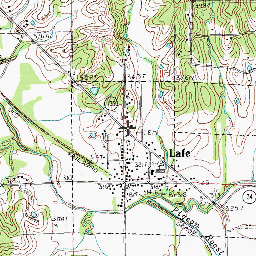Topographic Map of Saint Johns Cemetery, AR
