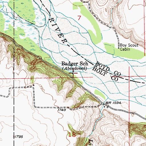 Topographic Map of Badger School, NE