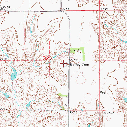 Topographic Map of Bailey Cemetery, NE