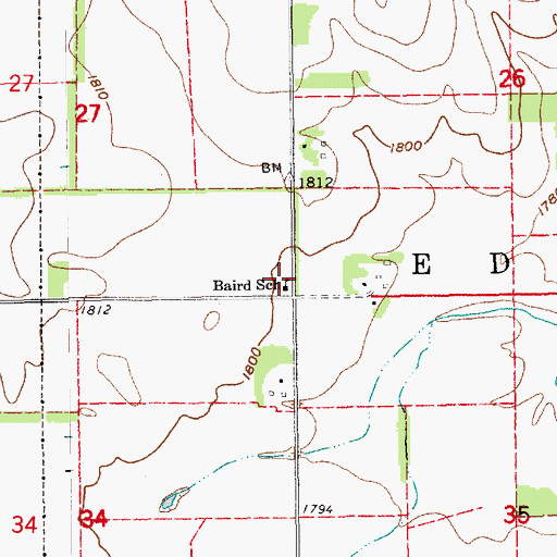 Topographic Map of Baird School, NE