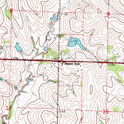 Topographic Map of Baker School (historical), NE