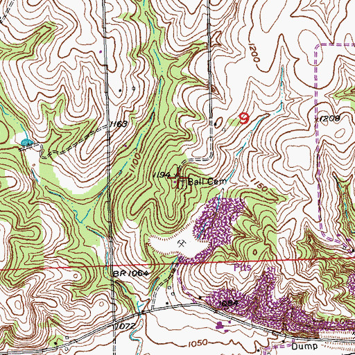 Topographic Map of Ball Cemetery, NE