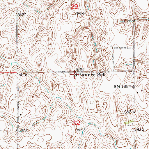 Topographic Map of Banner School (historical), NE