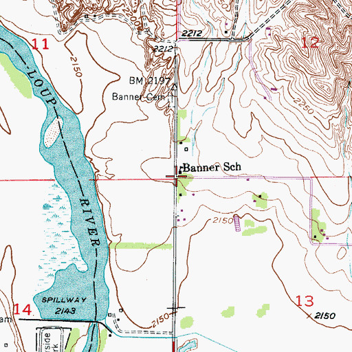 Topographic Map of Banner School, NE