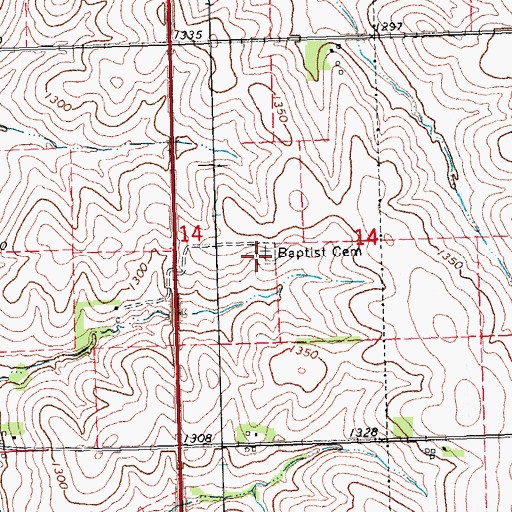 Topographic Map of Baptist Cemetery, NE
