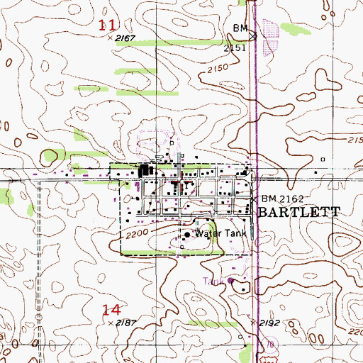 Topographic Map of Bartlett, NE