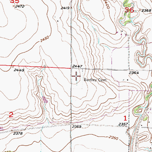 Topographic Map of Bartley Cemetery, NE