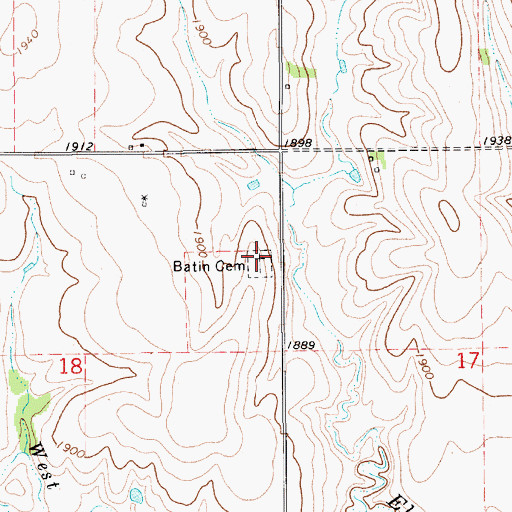 Topographic Map of Batin Cemetery, NE