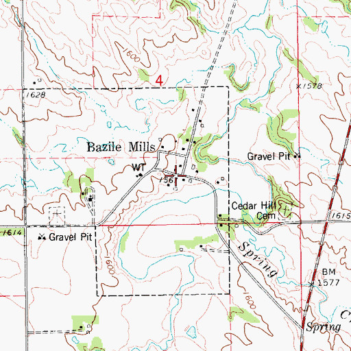 Topographic Map of Bazile Mills, NE