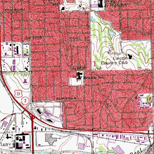 Topographic Map of Beattie Elementary School, NE