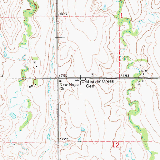 Topographic Map of Beaver Creek Cemetery, NE