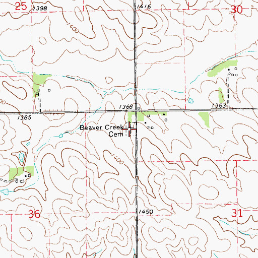 Topographic Map of Beaver Creek Cemetery, NE