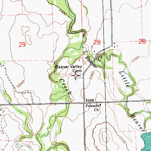 Topographic Map of Beaver Valley Cemetery, NE