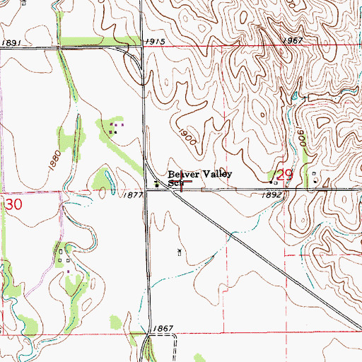 Topographic Map of Beaver Valley School, NE