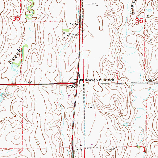 Topographic Map of Beaver-Ville School, NE