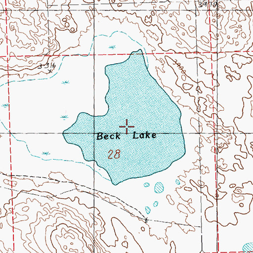 Topographic Map of Beck Lake, NE