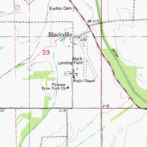 Topographic Map of Blacksville School (historical), AR