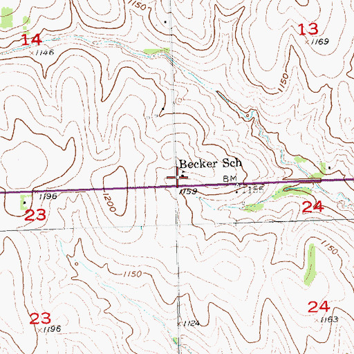 Topographic Map of Becker School (historical), NE