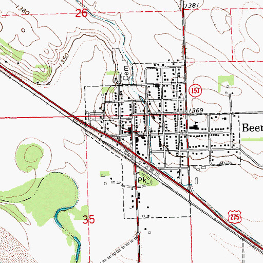 Topographic Map of Beemer, NE