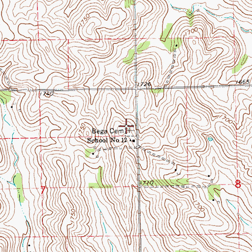 Topographic Map of Bega Cemetery, NE