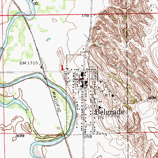 Topographic Map of Belgrade, NE