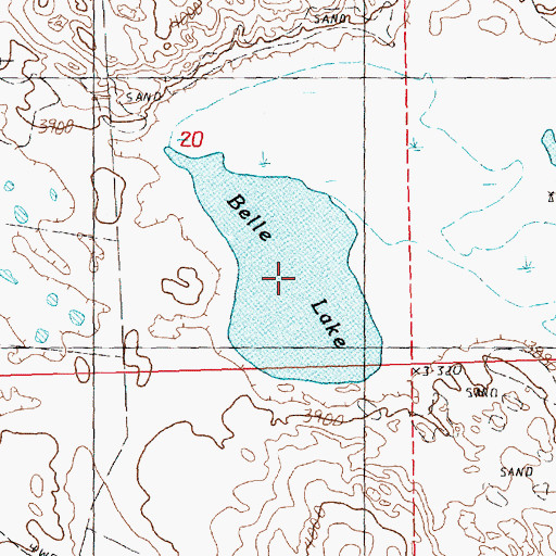 Topographic Map of Belle Lake, NE