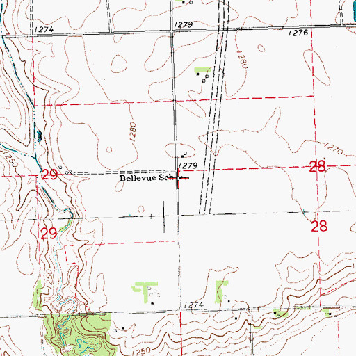 Topographic Map of Bellevue School, NE