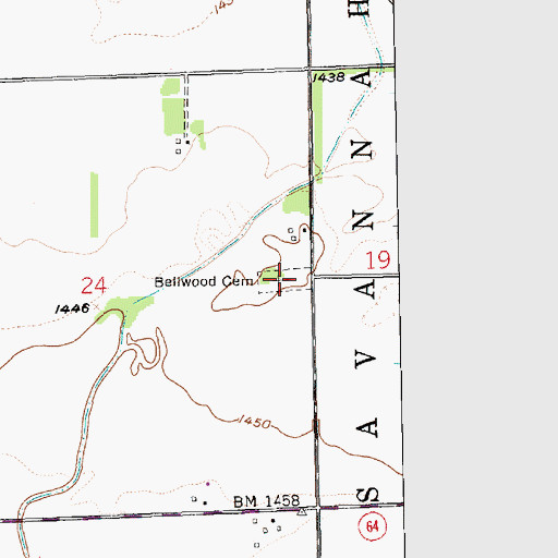 Topographic Map of Bellwood Cemetery, NE
