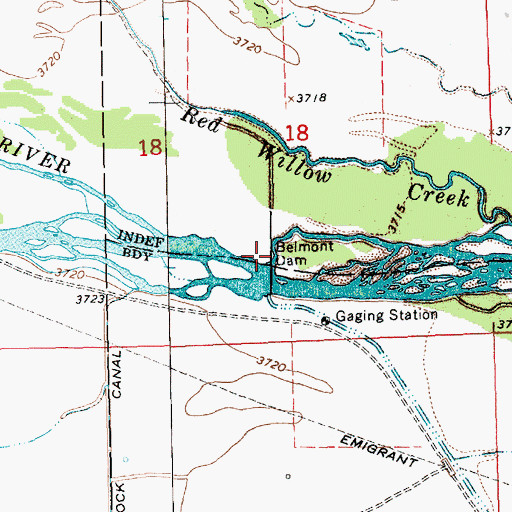 Topographic Map of Belmont Dam, NE