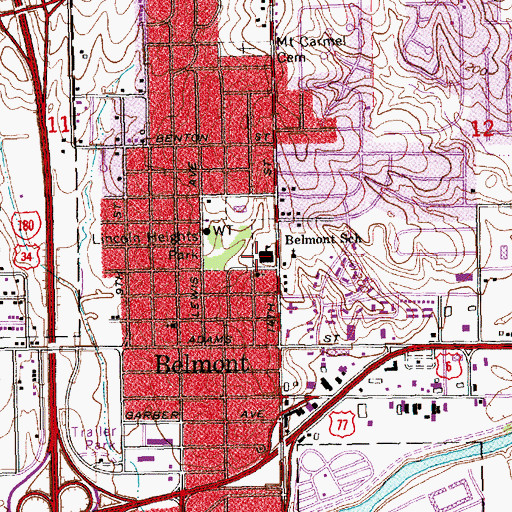 Topographic Map of Belmont Elementary School, NE