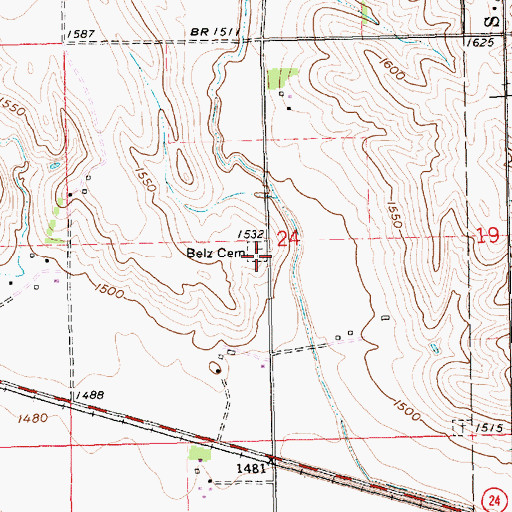 Topographic Map of Belz Cemetery, NE