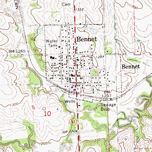 Topographic Map of Bennet, NE