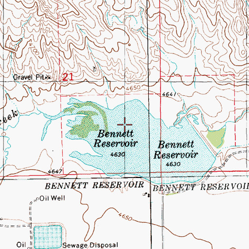 Topographic Map of Bennett Reservoir (historical), NE