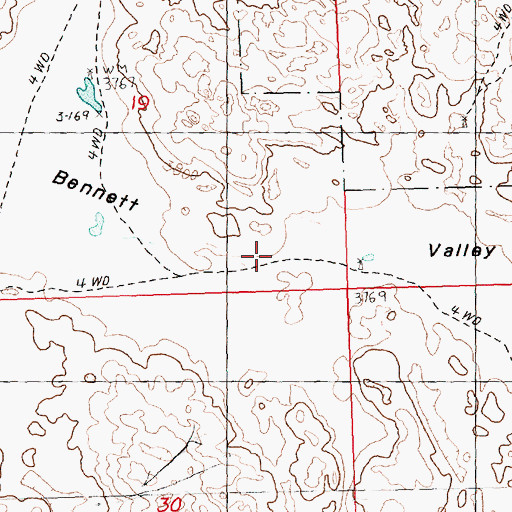 Topographic Map of Bennett Valley, NE