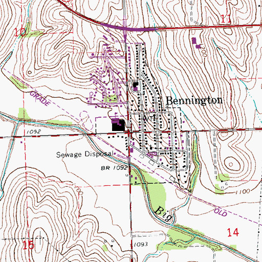 Topographic Map of Bennington, NE