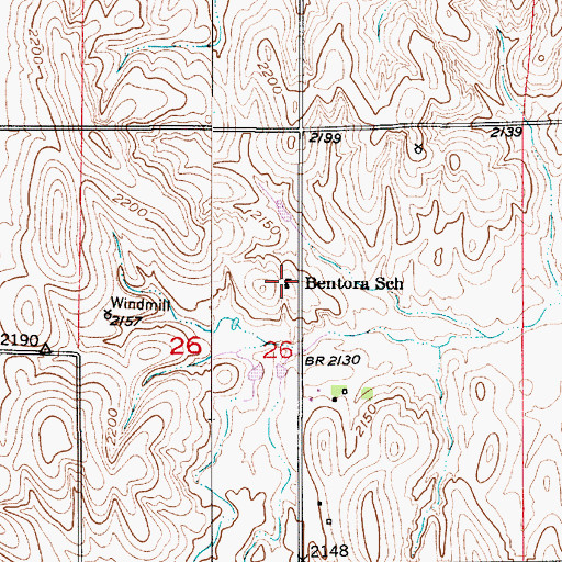 Topographic Map of Bentora School (historical), NE