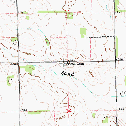 Topographic Map of Besk Cemetery, NE