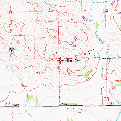 Topographic Map of Best Cemetery, NE