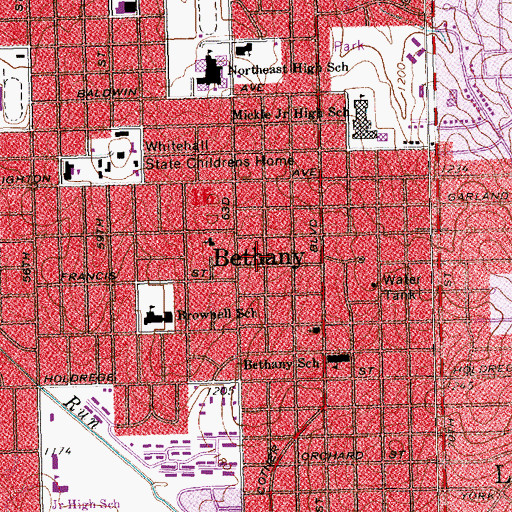 Topographic Map of Bethany, NE