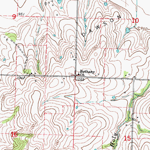 Topographic Map of Bethany Church, NE