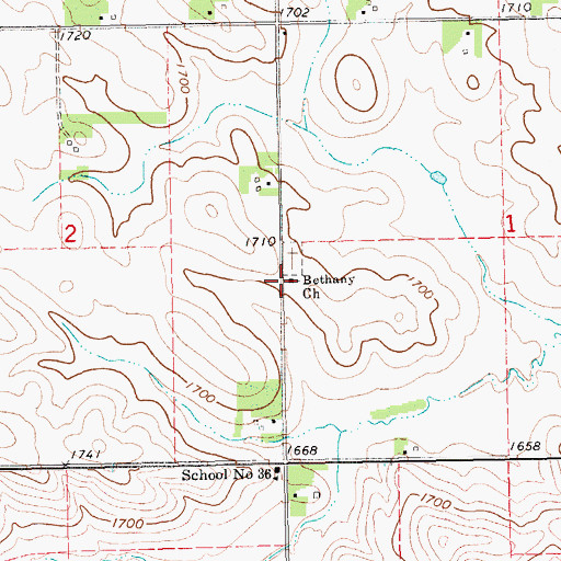 Topographic Map of Bethany Church, NE