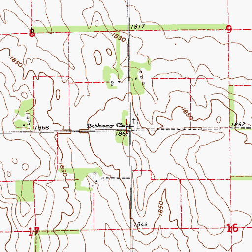 Topographic Map of Bethany Church, NE